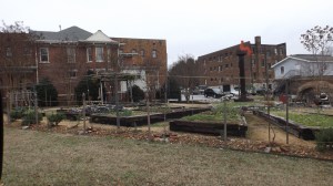 Bistro Herb Garden with Red Man on a Pedestal