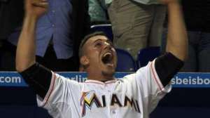 Jose Fernandez Enjoying a Teammate's Home Run