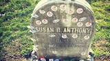 Tombstone of Susan B. Anthony, Suffragist with I Voted Buttons